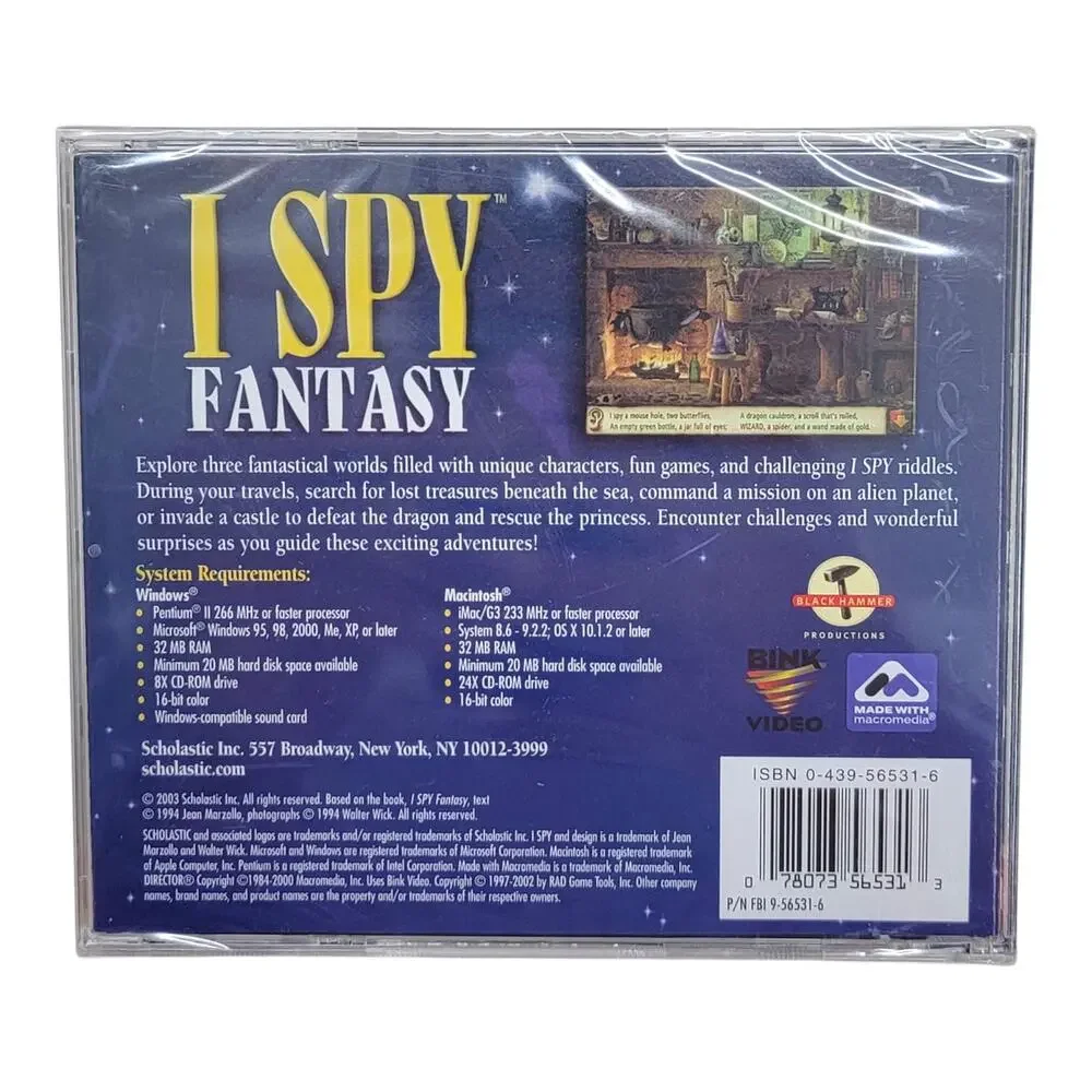 I Spy Fantasy PC Mac CD-ROM Game Scholastic 2003 Brand New Factory Sealed